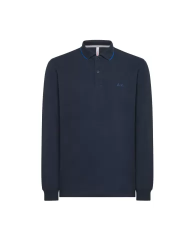 polo navy blue da uomo con dettagli small stripes e logo | SUN68 polo navy blue da uomo con dettagli small stripes e logo | SUN68