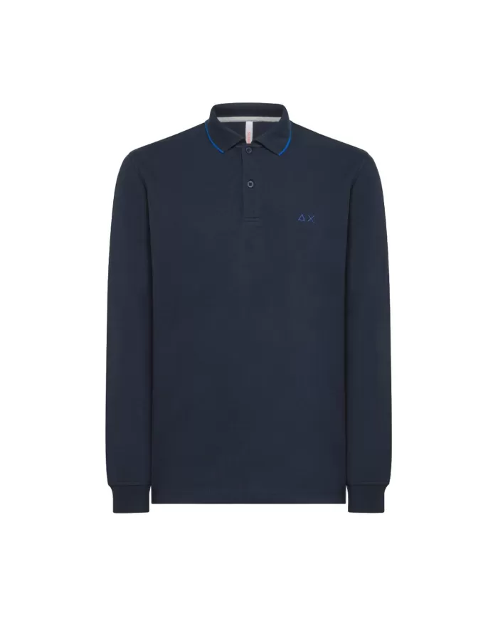 polo navy blue da uomo con dettagli small stripes e logo | SUN68 polo navy blue da uomo con dettagli small stripes e logo | SUN68