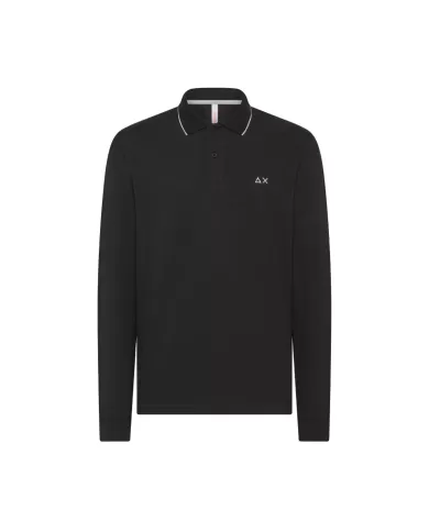 polo nero da uomo con dettagli small stripes e logo | SUN68 polo nero da uomo con dettagli small stripes e logo | SUN68
