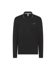 polo nero da uomo con dettagli small stripes e logo | SUN68