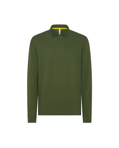 polo verde scuro da uomo con dettagli small stripes e logo | SUN68 polo verde scuro da uomo con dettagli small stripes e logo | SUN68