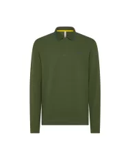 polo verde scuro da uomo con dettagli small stripes e logo | SUN68