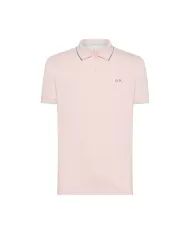 polo rosa da uomo con dettaglio small stripes e logo | SUN68