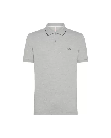 polo grigio chiaro da uomo con dettaglio small stripes e logo | SUN68 polo grigio chiaro da uomo con dettaglio small stripes e logo | SUN68