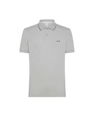 polo grigio chiaro da uomo con dettaglio small stripes e logo | SUN68