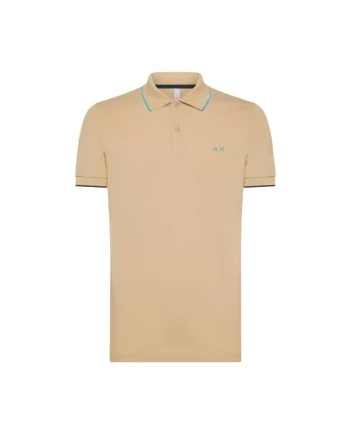 polo beige da uomo con dettaglio small stripes e logo | SUN68 polo beige da uomo con dettaglio small stripes e logo | SUN68