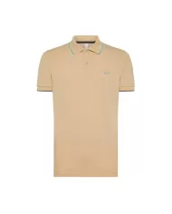 polo beige da uomo con dettaglio small stripes e logo | SUN68