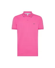 polo fuxia da uomo con dettaglio small stripes e logo | SUN68