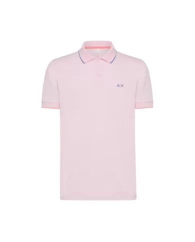 polo ciclamino da uomo con dettaglio small stripes e logo | SUN68 polo ciclamino da uomo con dettaglio small stripes e logo | SUN68