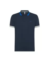 polo navy blue da uomo con dettagli stripes e logo ricamato | SUN68