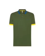 polo verde scuro da uomo con dettagli stripes e logo ricamato | SUN68 polo verde scuro da uomo con dettagli stripes e logo ricamato | SUN68