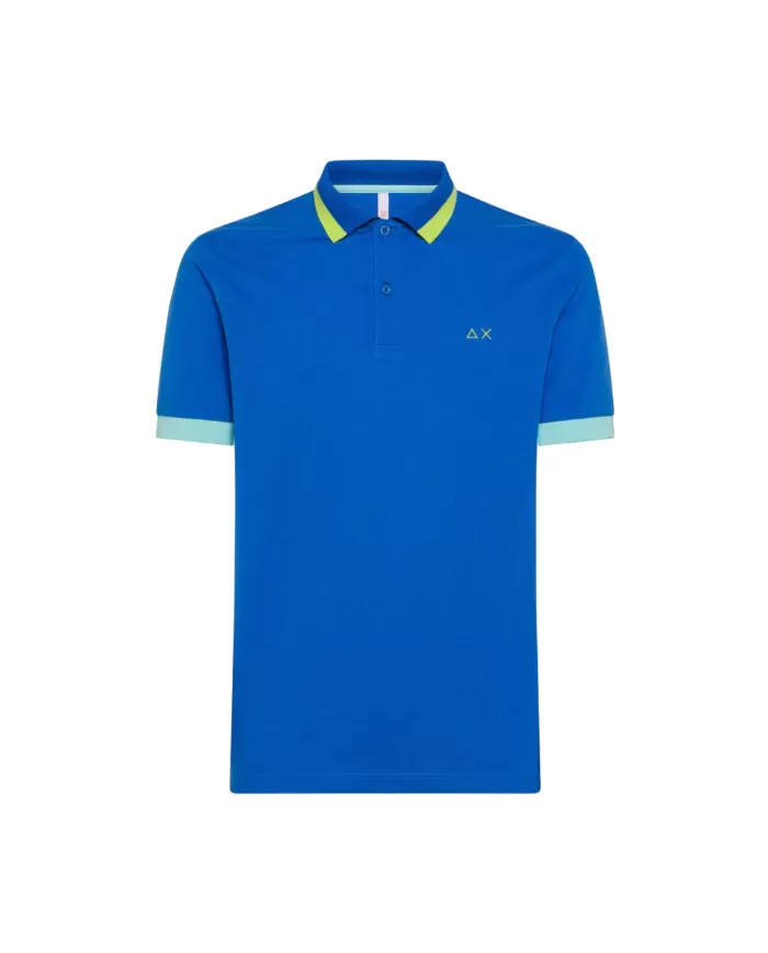 polo royal da uomo con dettagli stripes e logo ricamato | SUN68 polo royal da uomo con dettagli stripes e logo ricamato | SUN68