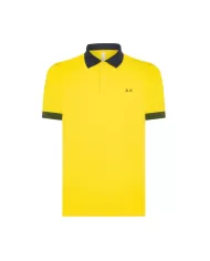 polo giallo da uomo con parti stile 3 color way e logo | SUN68
