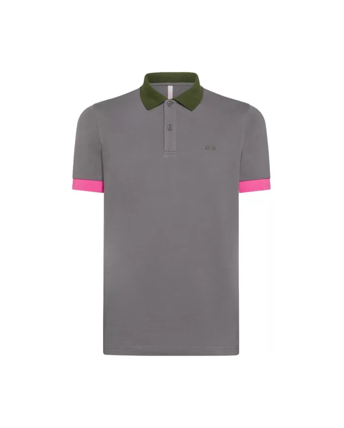 polo inchiostro da uomo con parti stile 3 color way e logo | SUN68 polo inchiostro da uomo con parti stile 3 color way e logo | SUN68