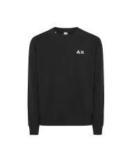 felpa nero da uomo con ricamo logato sul petto in contrasto | SUN68 felpa nero da uomo con ricamo logato sul petto in contrasto | SUN68