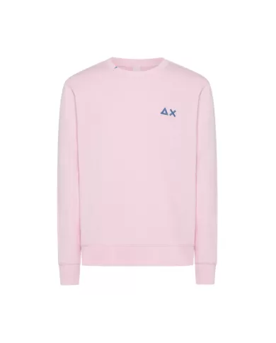 felpa ciclamino uomo con ricamo logato sul petto in contrasto | SUN68 felpa ciclamino uomo con ricamo logato sul petto in contrasto | SUN68