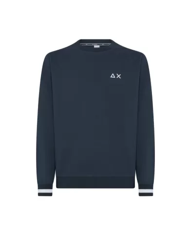 felpa navy blue da uomo con dettagli stripes sui bordi e logo | SUN68 felpa navy blue da uomo con dettagli stripes sui bordi e logo | SUN68