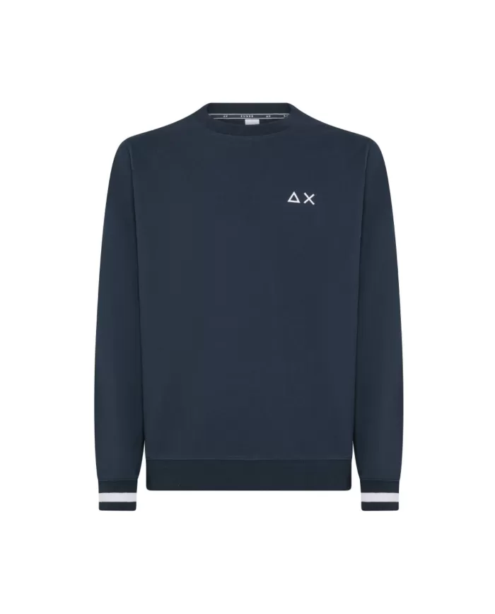 felpa navy blue da uomo con dettagli stripes sui bordi e logo | SUN68 felpa navy blue da uomo con dettagli stripes sui bordi e logo | SUN68