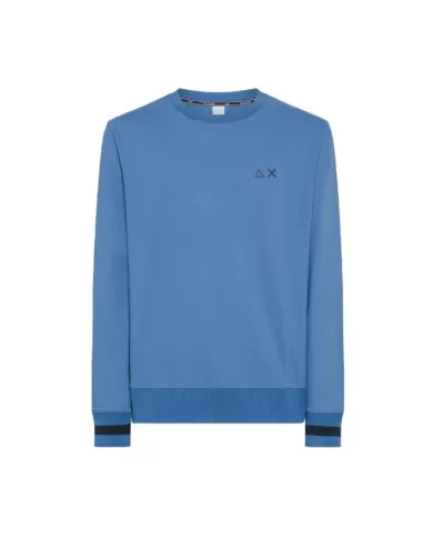 felpa avio da uomo con dettagli stripes sui bordi e logo | SUN68 felpa avio da uomo con dettagli stripes sui bordi e logo | SUN68