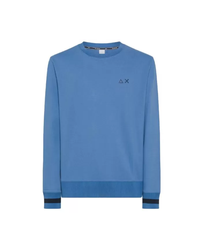 felpa avio da uomo con dettagli stripes sui bordi e logo | SUN68 felpa avio da uomo con dettagli stripes sui bordi e logo | SUN68