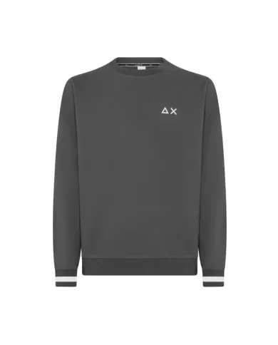 felpa inchiostro da uomo con dettagli stripes sui bordi e logo | SUN68 felpa inchiostro da uomo con dettagli stripes sui bordi e logo | SUN68