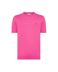 t-shirt fuxia da uomo con dettagli e logo ricamati | SUN68