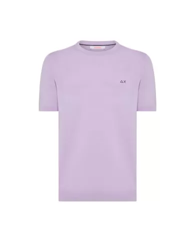 t-shirt lilla da uomo con dettagli e logo ricamati | SUN68 t-shirt lilla da uomo con dettagli e logo ricamati | SUN68