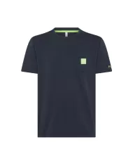 t-shirt navy blue da uomo con logo e scritta fluo stampati | SUN68