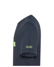 t-shirt navy blue da uomo con logo e scritta fluo stampati | SUN68