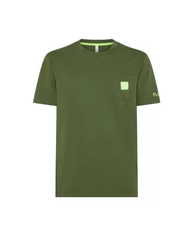 t-shirt verde scuro da uomo con logo e scritta fluo stampati | SUN68 t-shirt verde scuro da uomo con logo e scritta fluo stampati | SUN68