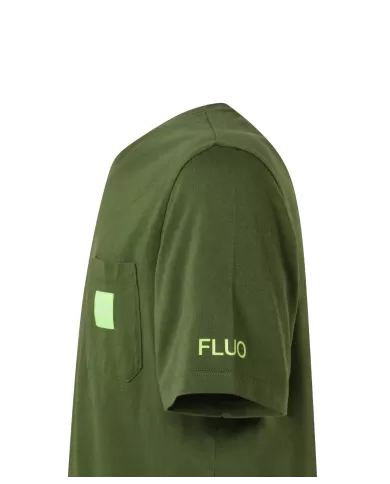 t-shirt verde scuro da uomo con logo e scritta fluo stampati | SUN68 t-shirt verde scuro da uomo con logo e scritta fluo stampati | SUN68
