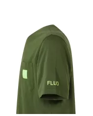 t-shirt verde scuro da uomo con logo e scritta fluo stampati | SUN68
