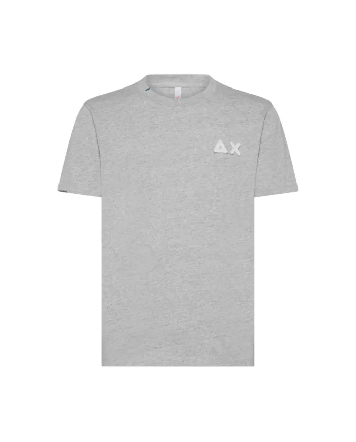 t-shirt grigio scuro da uomo con dettagli e logo ricamati | SUN68 t-shirt grigio scuro da uomo con dettagli e logo ricamati | SUN68