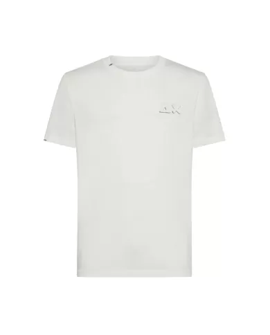 t-shirt bianco panna da uomo con dettagli e logo ricamati | SUN68 t-shirt bianco panna da uomo con dettagli e logo ricamati | SUN68