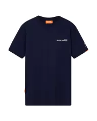 t-shirt navy da uomo con piccola stampa e dettaglio logato | SUNS
