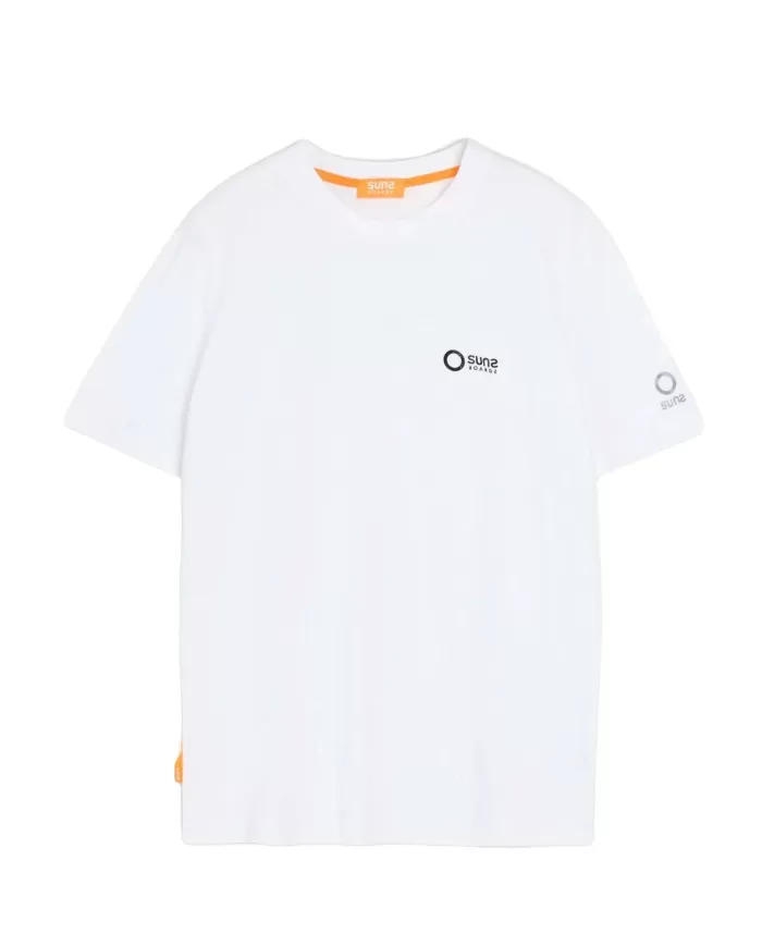 t-shirt bianca da uomo con stampa e dettaglio logato | SUNS t-shirt bianca da uomo con stampa e dettaglio logato | SUNS
