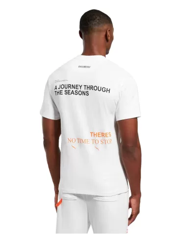 t-shirt bianca da uomo con dettagli stampati e logo | BIKKEMBERGS t-shirt bianca da uomo con dettagli stampati e logo | BIKKEMBERGS