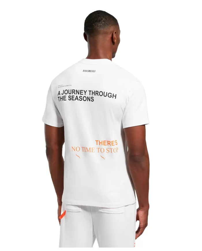 t-shirt bianca da uomo con dettagli stampati e logo | BIKKEMBERGS t-shirt bianca da uomo con dettagli stampati e logo | BIKKEMBERGS