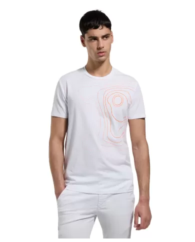 t-shirt bianca da uomo con stampa logata in contrasto | BIKKEMBERGS t-shirt bianca da uomo con stampa logata in contrasto | BIKKEMBERGS