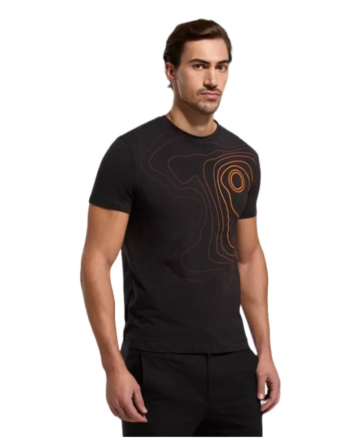 t-shirt nera da uomo con stampa logata in contrasto | BIKKEMBERGS t-shirt nera da uomo con stampa logata in contrasto | BIKKEMBERGS