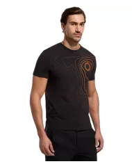 t-shirt nera da uomo con stampa logata in contrasto | BIKKEMBERGS