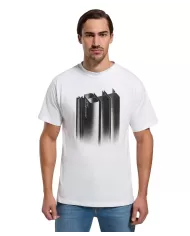 t-shirt bianca da uomo con stampa logata sul petto | BIKKEMBERGS