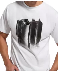 t-shirt bianca da uomo con stampa logata sul petto | BIKKEMBERGS