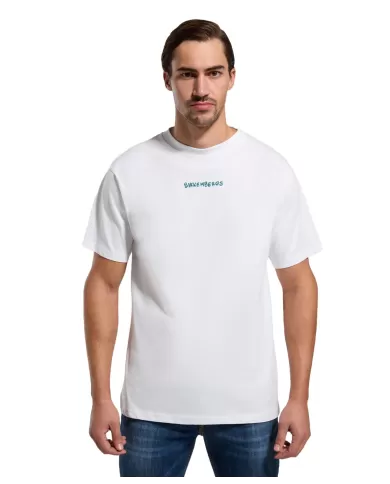 t-shirt bianca uomo con stampa logo avanti e dietro | BIKKEMBERGS t-shirt bianca uomo con stampa logo avanti e dietro | BIKKEMBERGS