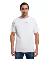t-shirt bianca uomo con stampa logo avanti e dietro | BIKKEMBERGS