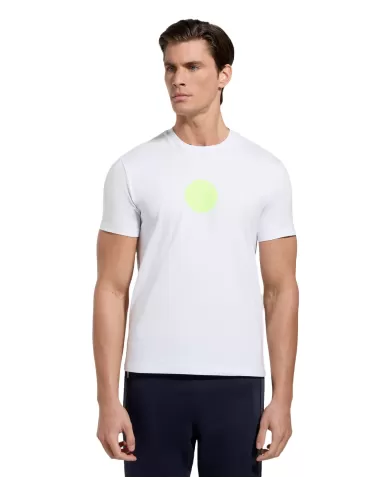 t-shirt bianca da uomo con stampa palline da tennis | BIKKEMBERGS t-shirt bianca da uomo con stampa palline da tennis | BIKKEMBERGS