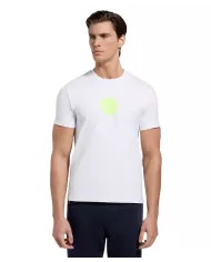 t-shirt bianca da uomo con stampa palline da tennis | BIKKEMBERGS
