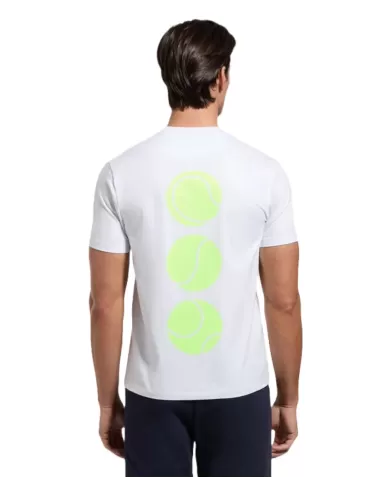 t-shirt bianca da uomo con stampa palline da tennis | BIKKEMBERGS t-shirt bianca da uomo con stampa palline da tennis | BIKKEMBERGS