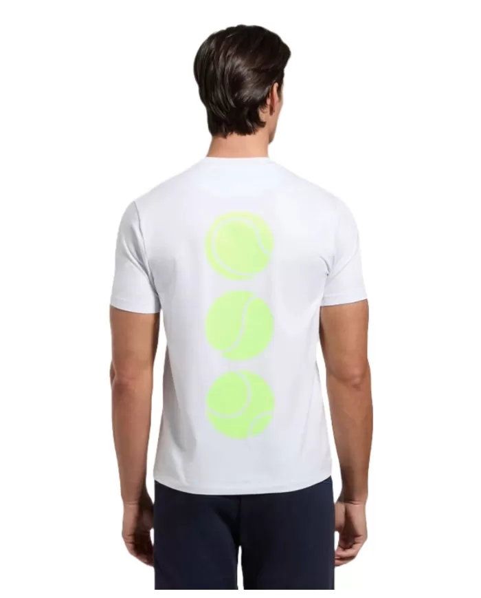 t-shirt bianca da uomo con stampa palline da tennis | BIKKEMBERGS t-shirt bianca da uomo con stampa palline da tennis | BIKKEMBERGS