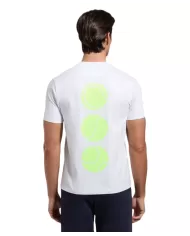 t-shirt bianca da uomo con stampa palline da tennis | BIKKEMBERGS